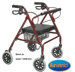 Oversize Rollator With Loop Bk Red Bariatric Steel(10215RD-1)