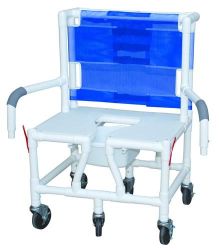 Shower/Commode Chair Bariatric w/ Seat & Dual Drop-Arms PVC
