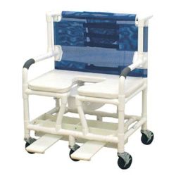 Shower Commode Chair Bariatric PVC w/Dlx Elong Open Soft Seat