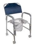Product Photo: Aluminum Shower Chair/Commode with Casters, Knockdown
